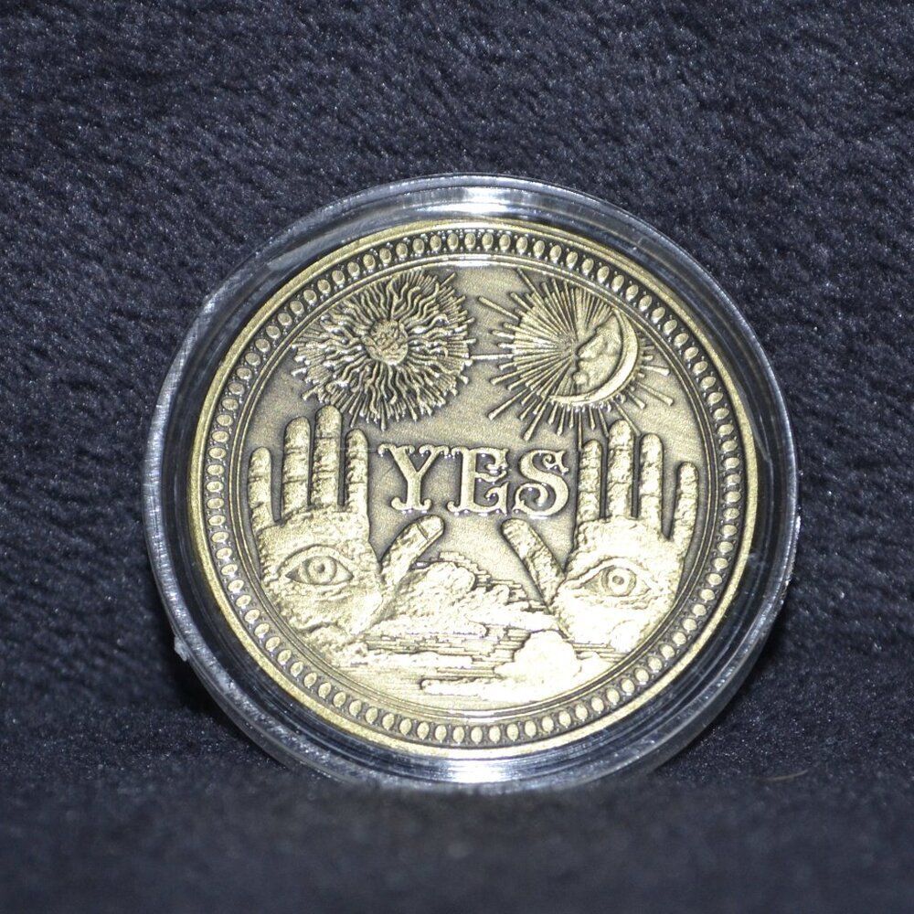 Yes No Ouija Gothic Prediction Decision Coin All Seeing Eye or Death Angel
